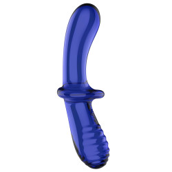 Satisfyer Gode en verre Double Crystal 18.5 x 3.5cm Bleu